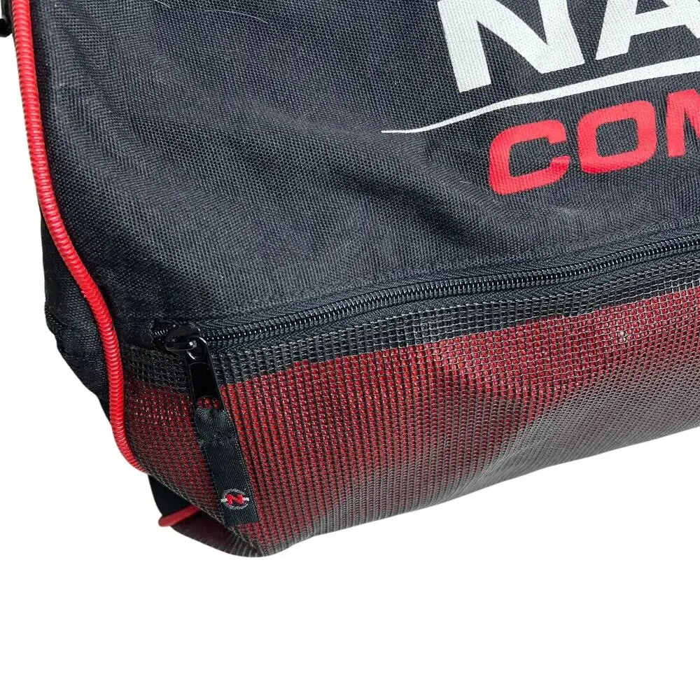 Nautica Competition Vintage 90s Round Zip Top Duffle Gym Bag Black Red